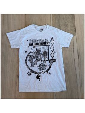 White & Black Short Sleeve Tee Shirt Skeletons Streetwear Roses Size Small NWOT